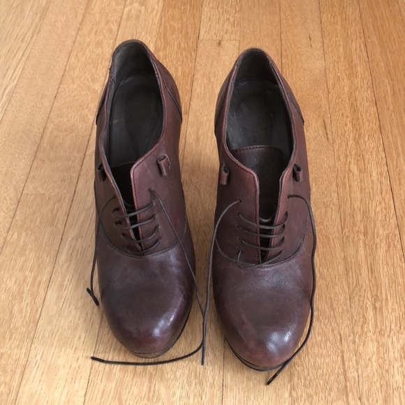 Joie vintage style platform brown leather lace up heels size 38 - Picture 3 of 12